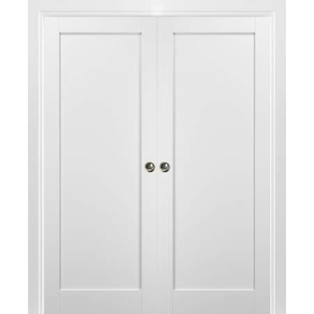 Sartodoors Double Pocket Interior Door, 56" x 80", White QUADRO4111DP-WS-56